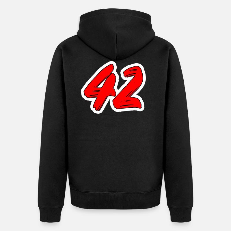 42 - numéros popart rouges - Veste à capuche bio Premium Unisexe - noir