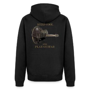 Guitar - Unisex Premium Organic Zip Hoodie - black - Back - Nico (187cm)