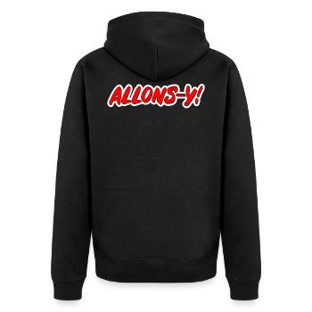 Allons-y! style bande dessinée lettrage pop art rouge - Veste à capuche bio Premium Unisexe - noir - Dos - Nico (187cm)
