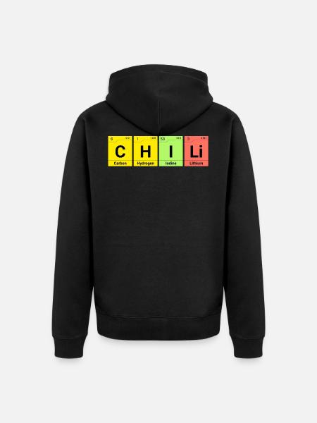 Chili Chemie Elemente - Unisex Premium Bio Zip Hoodie - Schwarz