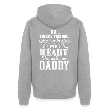dad papa daddy heart tochter girl - Unisex Premium Bio Zip Hoodie - Grau meliert - Hinten - Nico (187cm)