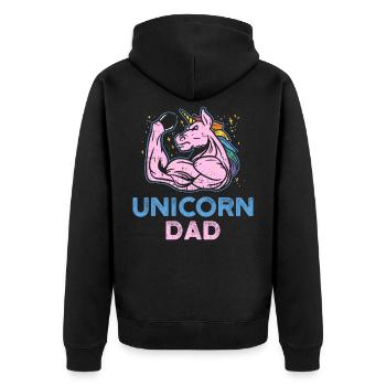 Fitness Gift Dad Unicorn Muscles Male Fun - Unisex Premium Organic Zip Hoodie - black - Back - Nico (187cm)