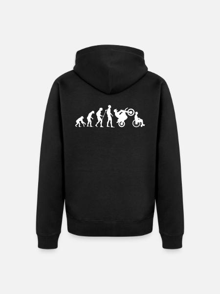 Evolution Motorcycle Moped Cross Wheelchair Gift - Unisex Premium Organic Zip Hoodie - black