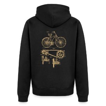 Retro Vintage Fahrrad Patent Zeichnung Geschenk - Unisex Premium Bio Zip Hoodie - Schwarz - Hinten - Nico (187cm)