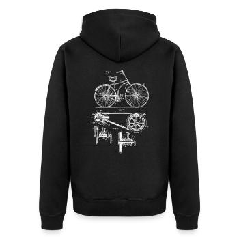 Retro vintage bicycle patent drawing gift - Unisex Premium Organic Zip Hoodie - black - Back - Nico (187cm)