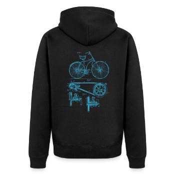 Retro vintage bicycle patent drawing gift - Unisex Premium Organic Zip Hoodie - black - Back - Nico (187cm)
