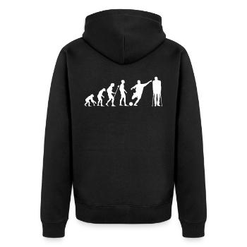 Evolution Fußball gebrochen Verletzung Geschenk - Unisex Premium Bio Zip Hoodie - Schwarz - Hinten - Nico (187cm)