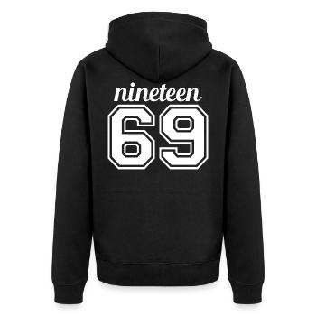 1969 - Unisex Premium Organic Zip Hoodie - black - Back - Nico (187cm)