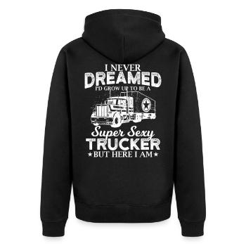 Sexy Trucker Truck driver Truck Professional Driver - Unisex Premium Organic Zip Hoodie - black - Back - Nico (187cm)