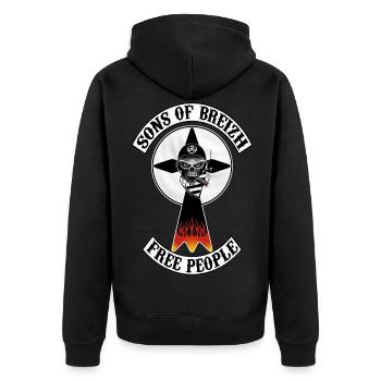 sons of breizh brittany - Unisex Premium Organic Zip Hoodie - black - Back - Nico (187cm)