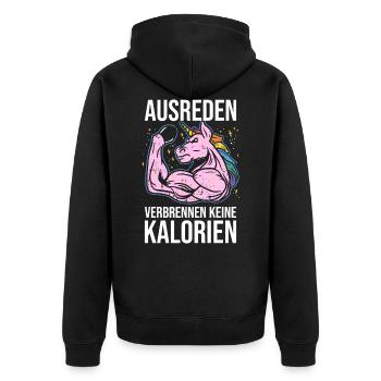 Motivation Calories Excuses Sport Licorne Fitness - Veste à capuche bio Premium Unisexe - noir - Dos - Nico (187cm)