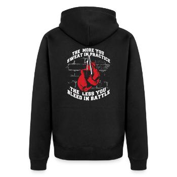 Kickboxen Kickboxer Boxer Boxhandschuhe Geschenk - Unisex Premium Bio Zip Hoodie - Schwarz - Hinten - Nico (187cm)