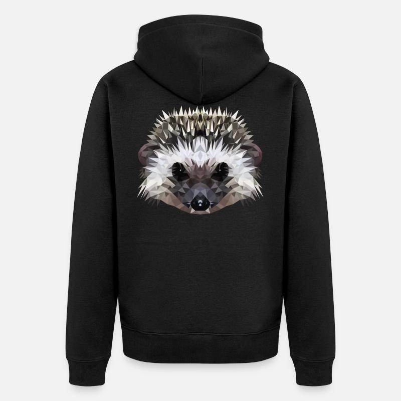 Igel - Polygon - WPAP - PopArt - Herbst - Unisex Premium Bio Zip Hoodie - Schwarz