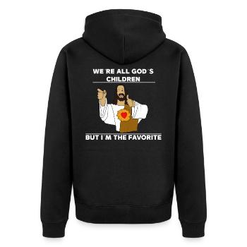 Jesus Meme God funny funny shirt chrétien - Veste à capuche bio Premium Unisexe - noir - Dos - Nico (187cm)