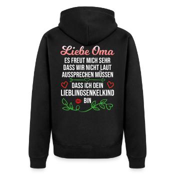 Oma Enkel Spruch Enkelin Lieblingsenkel Geschenk - Unisex Premium Bio Zip Hoodie - Schwarz - Hinten - Nico (187cm)