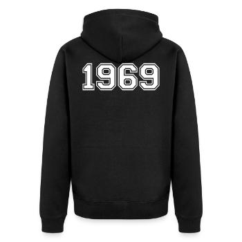 1969 birthday - Unisex Premium Organic Zip Hoodie - black - Back - Nico (187cm)