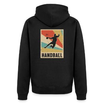Joueur de handball Joueur rétro de handball player - Veste à capuche bio Premium Unisexe - noir - Dos - Nico (187cm)