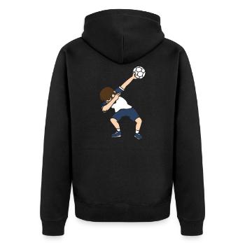 Handballer Dab Dabbing Handball Spieler Geschenk - Unisex Premium Bio Zip Hoodie - Schwarz - Hinten - Nico (187cm)