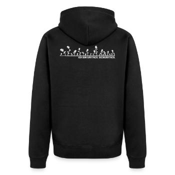 Ich bin Biergärtner - Lustiges für den Biergarten - Unisex Premium Bio Zip Hoodie - Schwarz - Hinten - Nico (187cm)