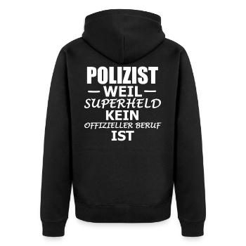 Idée de cadeau de chemise de métier de policier - Veste à capuche bio Premium Unisexe - noir - Dos - Nico (187cm)