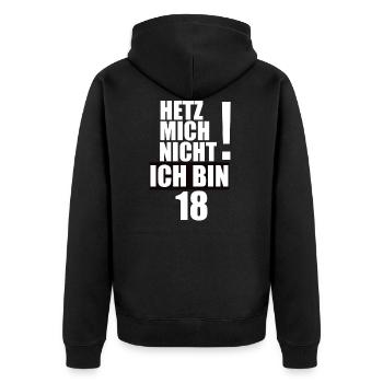 18 Geburtstag Spruch - Unisex Premium Bio Zip Hoodie - Schwarz - Hinten - Nico (187cm)