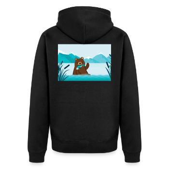 Der Grizzly Bär - Unisex Premium Bio Zip Hoodie - Schwarz - Hinten - Nico (187cm)