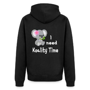 Koala needs Koality Time - Unisex Premium Organic Zip Hoodie - black - Back - Nico (187cm)