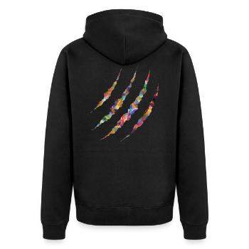 Monster, Kratzer design - Unisex Premium Bio Zip Hoodie - Schwarz - Hinten - Nico (187cm)