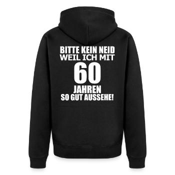 Cadeau d'anniversaire 60 - Veste à capuche bio Premium Unisexe - noir - Dos - Nico (187cm)