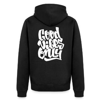 Coole Sprüche - Unisex Premium Bio Zip Hoodie - Schwarz - Hinten - Nico (187cm)