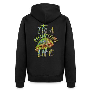 chameleon - Unisex Premium Organic Zip Hoodie - black - Back - Nico (187cm)