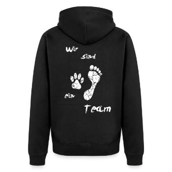 Nous sommes une équipe, chien, amour de chien, amoureux des chiens - Veste à capuche bio Premium Unisexe - noir - Dos - Nico (187cm)