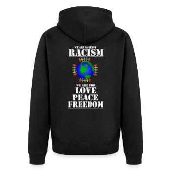 Gegen Rassismus Faschismus Geschenk - Unisex Premium Bio Zip Hoodie - Schwarz - Hinten - Nico (187cm)