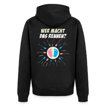 Party Grossesse cadeau parents La course - Veste à capuche bio Premium Unisexe - noir - Dos - Nico (187cm)