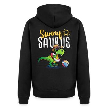 Tyrannosaurus Rex on the beach - summer sunnysaurus - Unisex Premium Organic Zip Hoodie - black - Back - Nico (187cm)