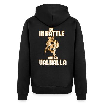 Wikinger - Unisex Premium Bio Zip Hoodie - Schwarz - Hinten - Nico (187cm)