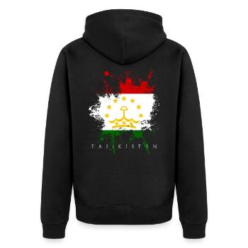 Tajikistan Tadschikistan Duschanbe Fahne Flagge - Unisex Premium Bio Zip Hoodie - Schwarz - Hinten - Nico (187cm)