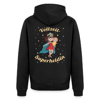 Superheldin der Familie - Mama Muttertags T-Shirt - Unisex Premium Bio Zip Hoodie - Schwarz - Hinten - Nico (187cm)
