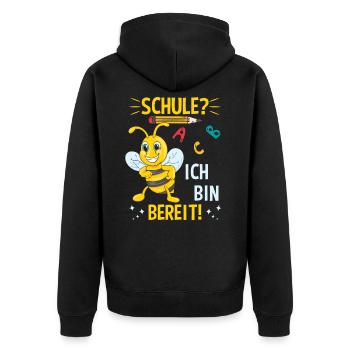 Schule Bereit Schulkind Schulanfang Einschulung - Unisex Premium Bio Zip Hoodie - Schwarz - Hinten - Nico (187cm)