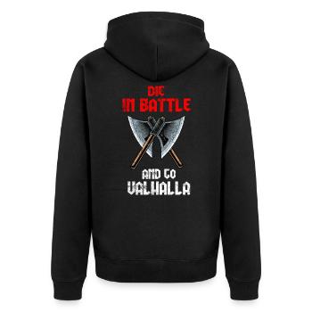 Wikinger - Unisex Premium Bio Zip Hoodie - Schwarz - Hinten - Nico (187cm)