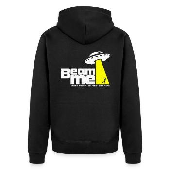 UFO - Unisex Premium Organic Zip Hoodie - black - Back - Nico (187cm)