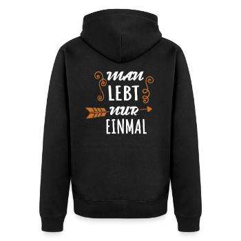 On ne vit qu’une seule fois des proverbes cool motivation - Veste à capuche bio Premium Unisexe - noir - Dos - Nico (187cm)
