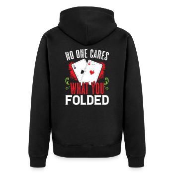 Poker Spruch Lustige Pokern Sprüche Skat Geschenk - Unisex Premium Bio Zip Hoodie - Schwarz - Hinten - Nico (187cm)