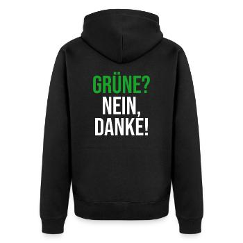 Grüne Nein Danke Anti Gegen Grünen Politik - Unisex Premium Bio Zip Hoodie - Schwarz - Hinten - Nico (187cm)
