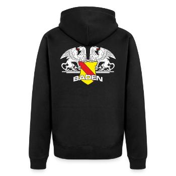 Baden Logo Greifen - Unisex Premium Bio Zip Hoodie - Schwarz - Hinten - Nico (187cm)