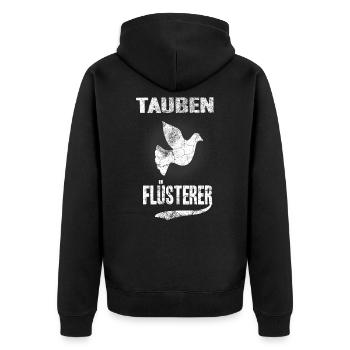 Tauben - Unisex Premium Bio Zip Hoodie - Schwarz - Hinten - Nico (187cm)