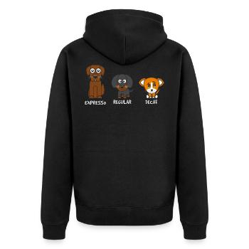 Kaffee Hunde - Unisex Premium Organic Zip Hoodie - black - Back - Nico (187cm)
