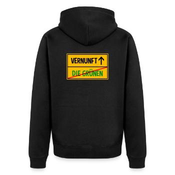 Anti Grünen Gegen Grüne Ortsschild Wahlen - Unisex Premium Bio Zip Hoodie - Schwarz - Hinten - Nico (187cm)
