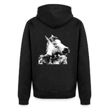 k - Unisex Premium Bio Zip Hoodie - Schwarz - Hinten - Nico (187cm)