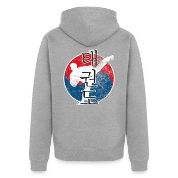 Arts martiaux de teakwondo arts martiaux - Veste à capuche bio Premium Unisexe - gris chiné - Dos - Nico (187cm)